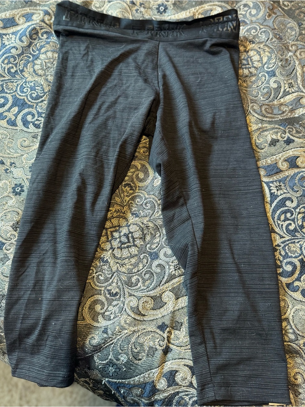 PINK Victoria's Secret Black Textured Leggings